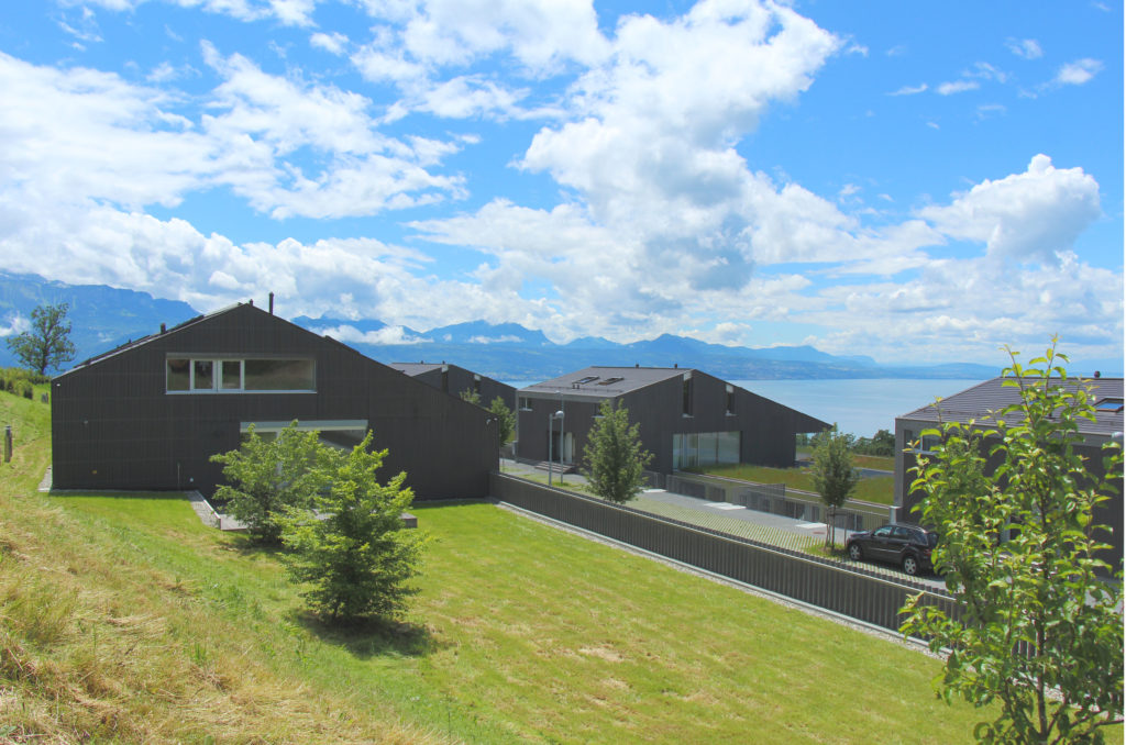 projet d'un nouveau quartier d'habitations- Minergie - Vaud - vue ouest